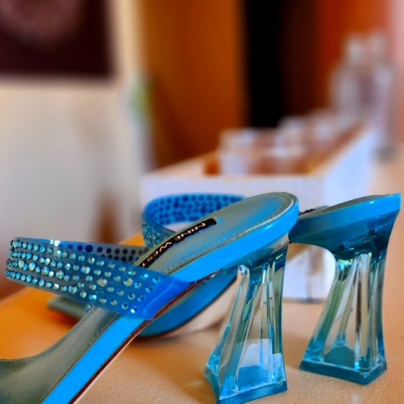 Nine West Darla heel, blue, sz 6 - Picture 2 of 8